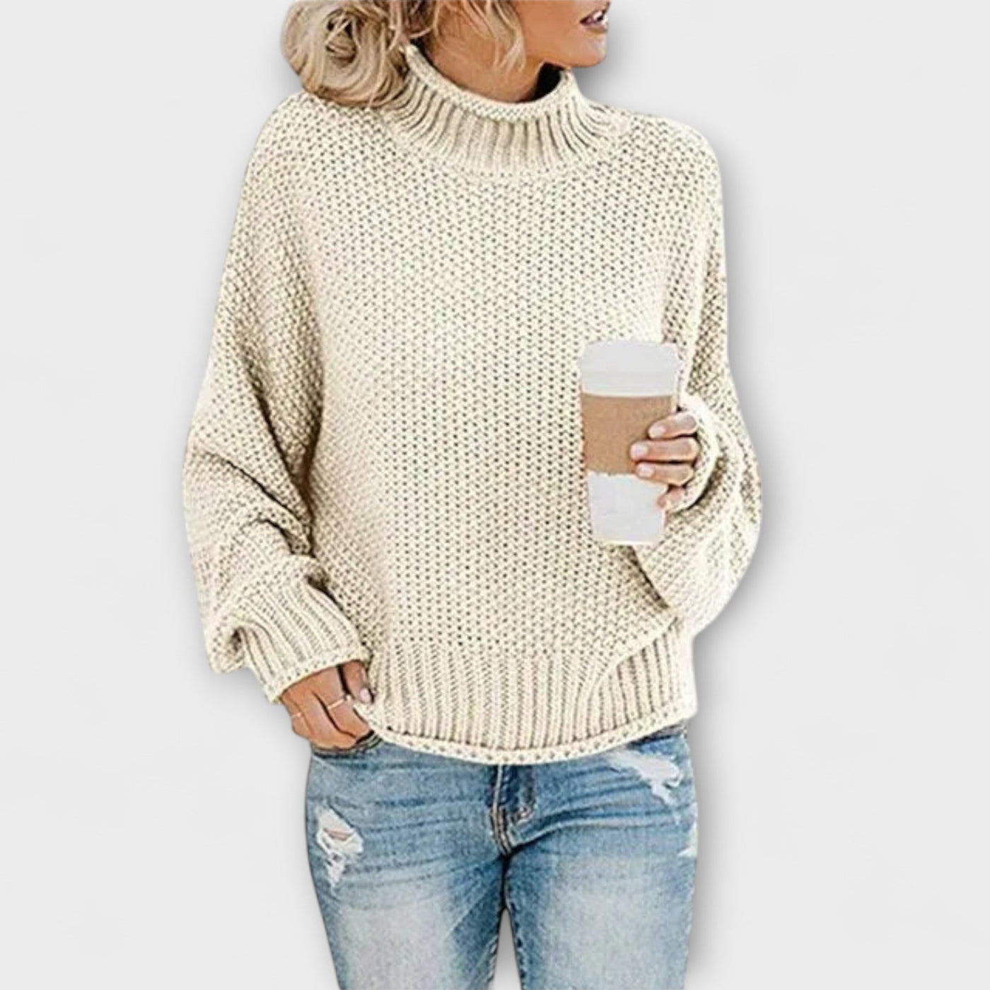 Fleur Rousse - Thick Sweater with High Neck