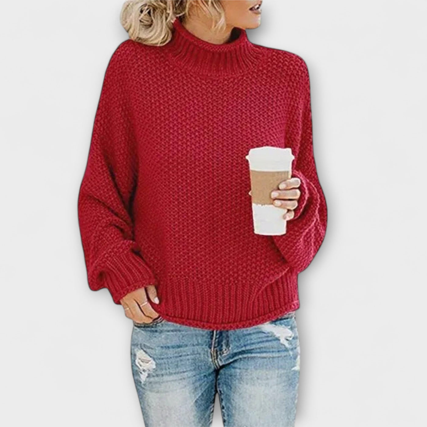 Fleur Rousse - Thick Sweater with High Neck