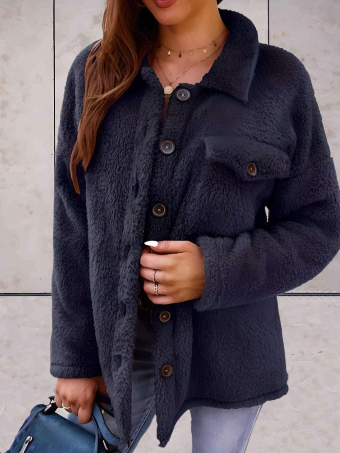 Chloé™ |Jacket with Polo Collar and Button Closure